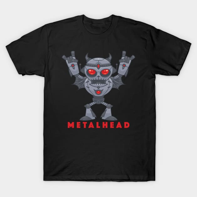 Metalhead - Heavy Metal Robot Devil - With Text T-Shirt by fizzgig